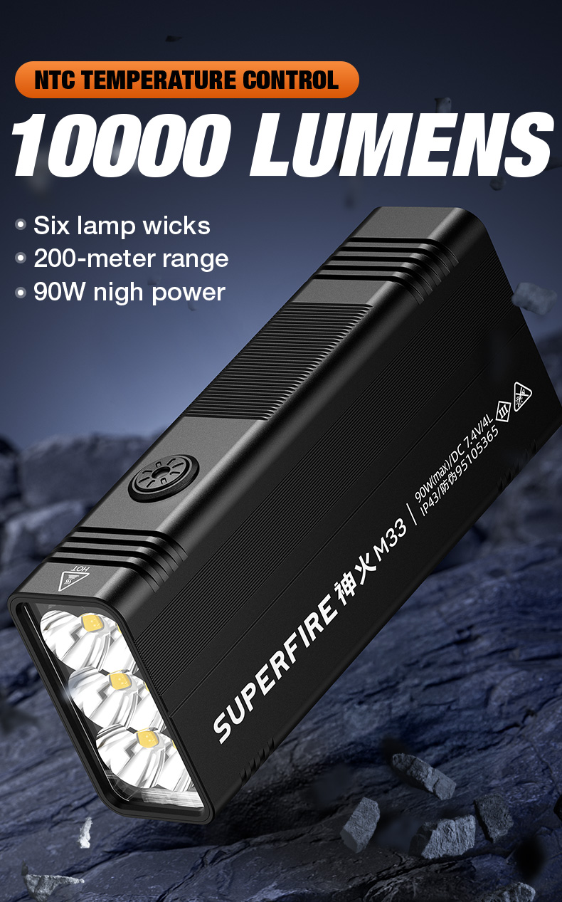 Details of Superfire M33-high-power-flashlight