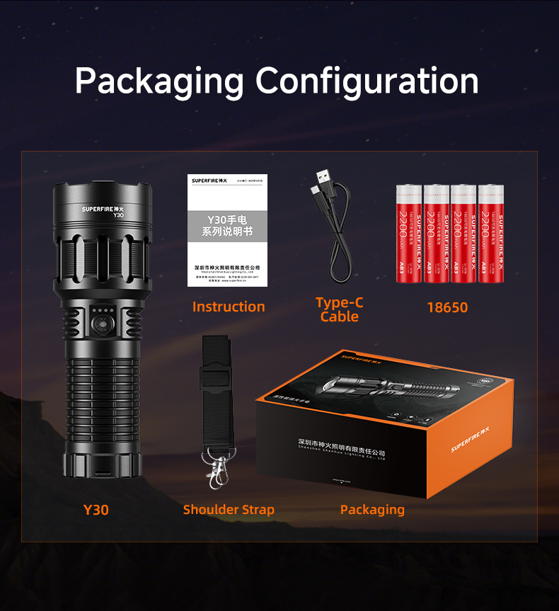Details of SUPERFIRE Y30 Long-Range Flashlight