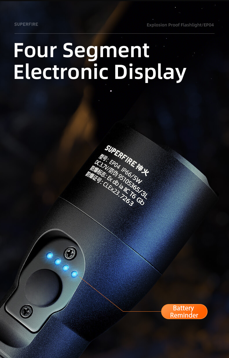 SUPERFIRE EP04 Explosion Proof Flashlight Details