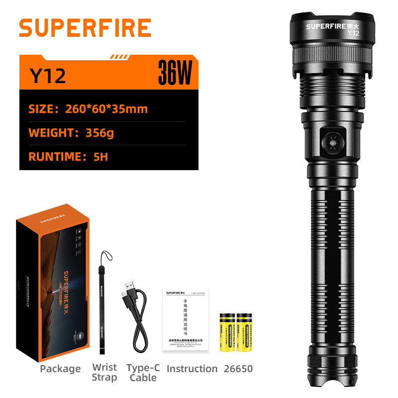 SUPERFIRE Y12 2600 Lumens Flashlight